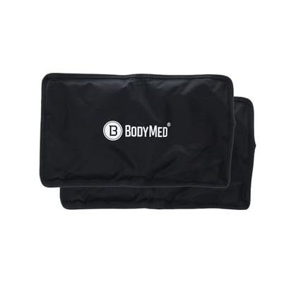 BodyMed Reusable Gel Ice Pack Cold Compress (2-Pack) for Back, Shoulder, Neck, & Knee - Professional Grade Cold Therapy for Injuries, Aches, Swelling, Bruises, Sprains - 12 in. x 7 in. (Half) - size: 12 in × 7 in (Half) (Pack of 2)