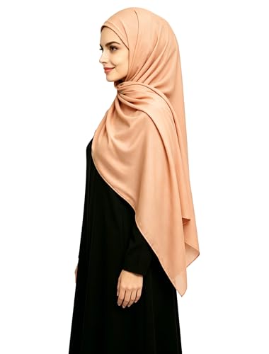 Lina & Lily Non-see-through Premium Jersey Maxi Hijab Head Scarf Wrap for Muslim Women - color: Deep Peach
