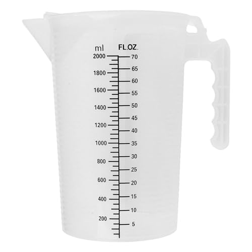 dPois Plastic Measuring Cup Thick Graduated Liquid and Dry Container Measuring with Handle Spout and Lid for Laboratory Kitchen Baking Transparent 2000ml - size: 2000ml