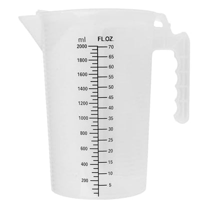 dPois Plastic Measuring Cup Thick Graduated Liquid and Dry Container Measuring with Handle Spout and Lid for Laboratory Kitchen Baking Transparent 2000ml - size: 2000ml