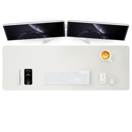 Large Desk Mat - 47.2"x 17" Non-Slip PU Desk Pad for Office and Home - Ideal for Large Mouse Pad and Desk Mats on Top of Desks(White) - color: White, size: 47.2" x 17"