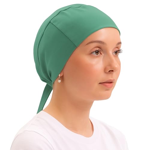 FabNest Women Hijab Undercap Islamic Muslim Under Scarf Hats Bonnet with Tie Back Non-Slip Breathable and Snug-Fit - color: Sage Green (1 Pcs)