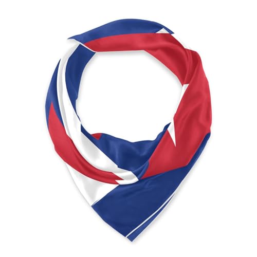 Bandana Square Head Scarf for Women Satin Hair Wrap Fashion Headband 27" - color: Cuba Flag