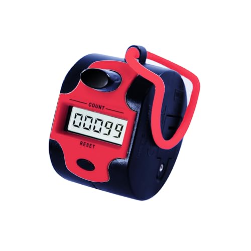 TESEAS Handy Counter Click Manual Digital clicker Stitch Tally Counters Finger Mechanical Palm Handheld Pitch 5-Digit Electronic Display Click Counter Number Count for Row, People, Golf Lap - style: 1pc red