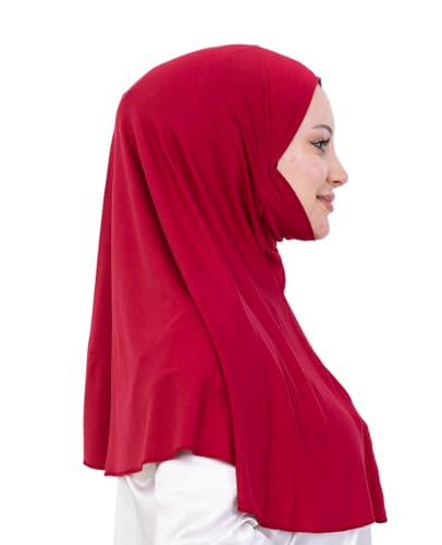 Prien Easy To Wear Hijab For Women, Muslim Instant Turban With Niqab, Islamic Clothes, Soft Scarf For Prayer, Abaya, Khimar - color: Burgundy