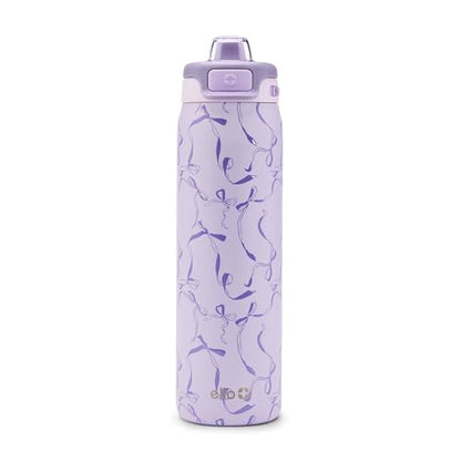 Ello Pop & Fill Insulated Stainless Steel Water Bottle with Quick Fill Lid, Leakproof Locking, Sip or Chug Spout, BPA-Free, Double Wall Vacuum Insulated for Sports, Travel & School- 22oz / 32oz / 40oz - color: Take a Bow, style: 22oz