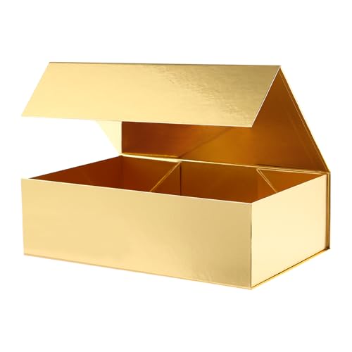 Large Gold Gift Box with Magnetic Lid for Present - color: Gold, size: 1 Count (pack of 1)