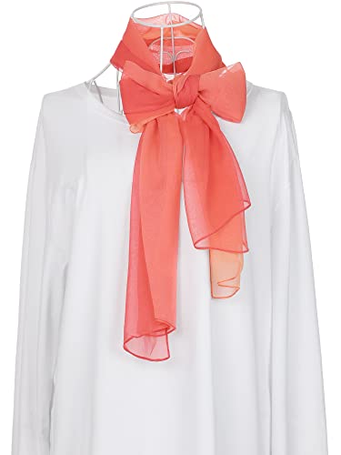 uxcell Women'sChiffon Sheer Long Scarf Silky Gradient Party - color: Red Orange