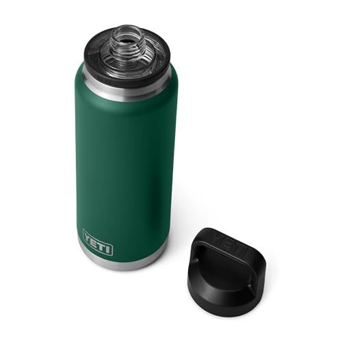 YETI Rambler 36 oz Bottle, Vacuum Insulated, Leakproof, Stainless Steel with Chug Cap - color: Black Forest Green