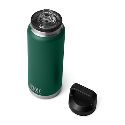 YETI Rambler 36 oz Bottle, Vacuum Insulated, Leakproof, Stainless Steel with Chug Cap - color: Black Forest Green