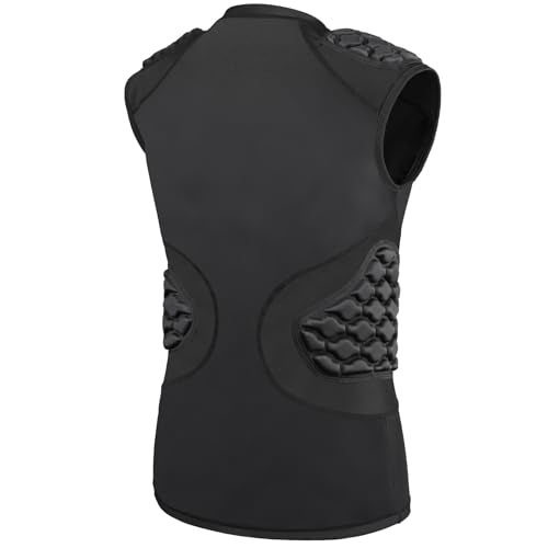 TUOY Adult Rib Chest Protector, New Version - Padded 5 Pads Baseball Football Lacrosse Rib Heart Sternum Guard - color: RY-Black, size: Medium