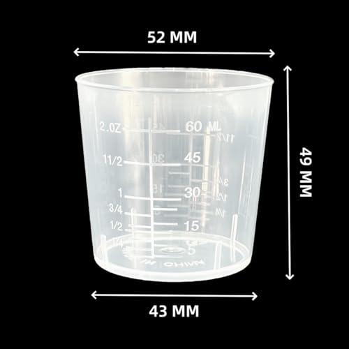 20 Pack 60ml/2oz Plastic Liquid Measuring Cups Transparent Mixing Cups Medicine Cups Lab Graduated Beakers Clear Measuring Jugs Set Medium Kitchen Baking Cooking Measure Tool Home