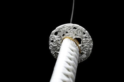 41'' Clay Tempered 1095 Carbon Steel Silvery Dragon Sharp Japanese Samurai Katana Sword