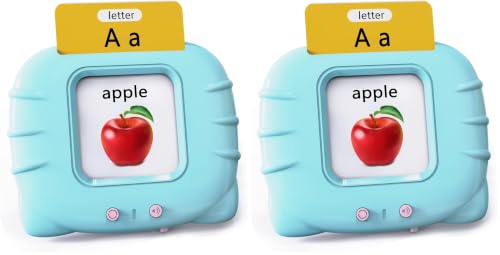 Lapare Audible Learning Toy with Music for Toddler Age 1 2 3 4 5, 520 Sight Words Flash Cards Kindergarten Toy for Boys to Learn Alphabet Number Color Shapes and More (Pack of 2) - color: Cyan, size: 520 Sight Words English + 4 songs (Pack of 2)