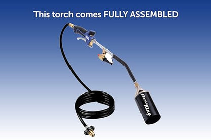 Flame King Propane Torch Kit Heavy Duty Weed Burner, 340,000 BTU with Piezo Igniter (Self Igniting), with 10-ft Hose for Weed Burning, Melting Ice and Snow, and Roofing - size: 340K BTU - Piezo Igniter