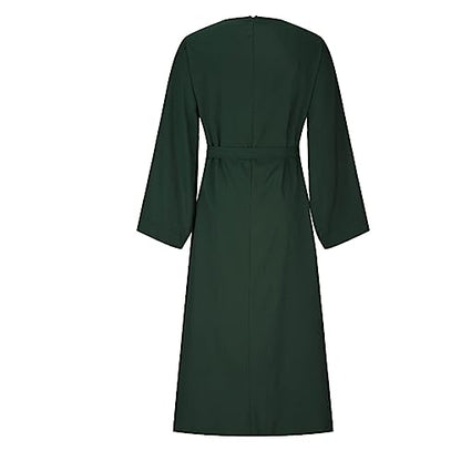 Ctreela Abaya Muslim Dresses for Women Girls Pockets Islamic Prayer Clothes with Tie Waist Ramadan Tarawih Sawm Outfits - color: Green, size: XX-Large
