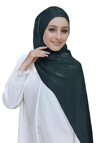 Lina & Lily Sheen Shimmer Women's Crepe Scarf Shawl Wrap Head Hijab Lightweight - color: Dark Teal