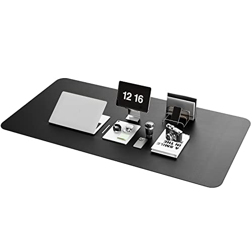 YSAGi Non-Slip Leather Desk Pad XL Size, Waterproof Laptop Computer Desk Keyboard Mat, Table Protector Blotter Mat, Large Mouse Pad for Office/Work/Home/Decor(Black, 47.2" x 23.6")-No Band - color: Black, size: 47.2" x 23.6"