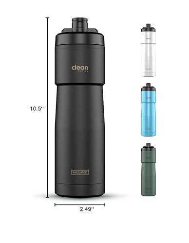 The Clean Hydration Co Insulated Bike Water Bottle 23 oz | Easy Clean Nozzle, Easy Squeeze Sports Bottle | BPA Free Cycling Bottle for Road & Mountain Biking, Gym & Travel | Matte Black - color: Matte Black