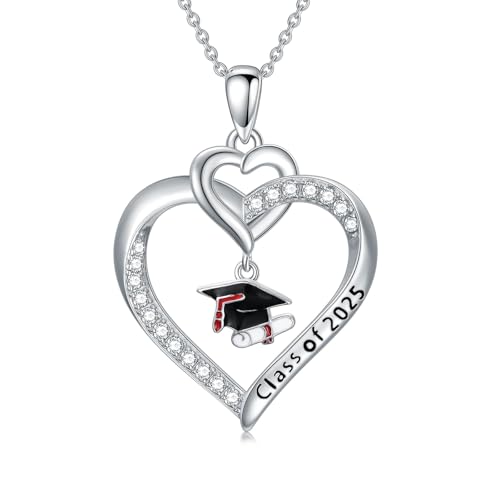 Graduation Gifts for Women 925 Sterling Silver Compass/Graduation/Vet/Cross/Stethoscope Necklace for Women - color: Graduation-2025-1