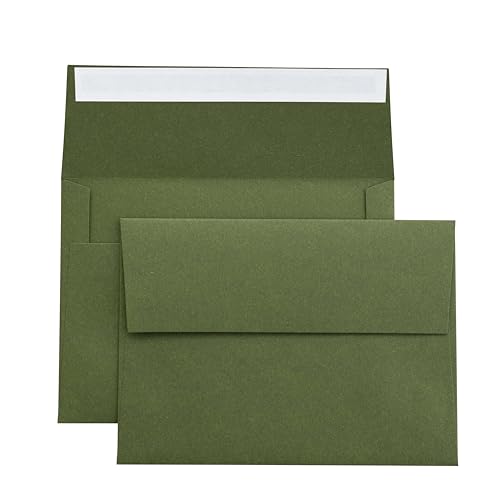 PONATIA 50 Pack A7 Envelopes, 5 x 7 Olive Green Self-Adhesive Envelopes - color: Olive Green
