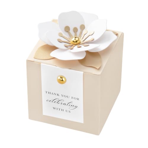 FEIYI 20 PCS 2.55” Party Favor Boxes, Champagne Wedding Candy Gift Boxes - color: Champagne