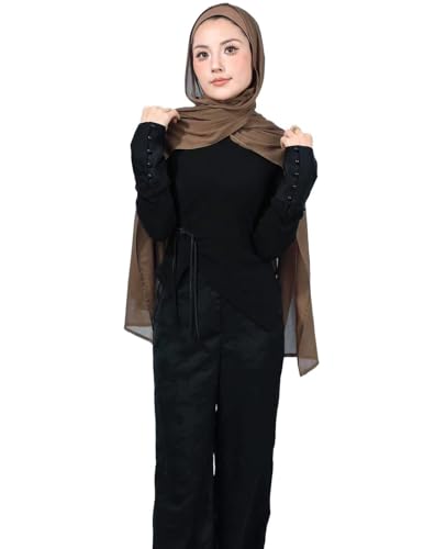 Modal Cotton Hijab Scarf for Women with Undercap Set - color: Choco Brown