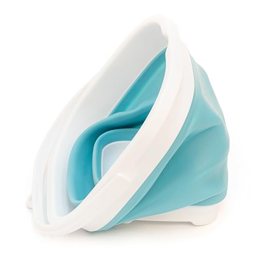 SAMMART 2.6L (0.68 Gallon) Super Mini Sqare Collapsible Plastic Bucket - Foldable Square Tub - Portable Fishing Water Pail - Space Saving Outdoor Waterpot (1, Bright Blue) - color: Bright Blue