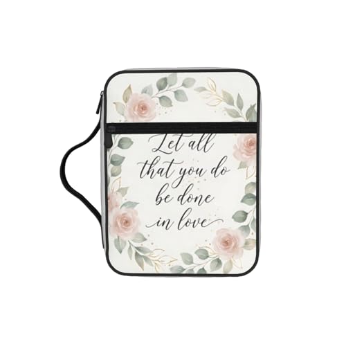 Pink Rose Watercolor Floral Scripture Bible Cover Case for Women Men - color: Pink Rose Floral Scripture