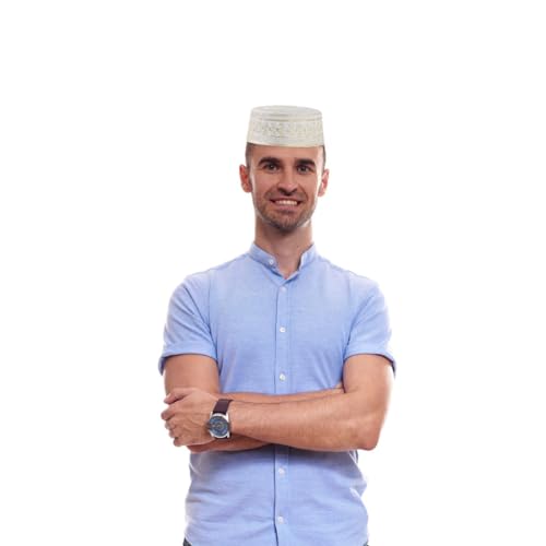 SIQITECHNO Men Muslim Prayer Kufi Hat Embroidered Kofia Topi Islam Kufi Hat Arab Hajj Mosque Prayer Headwear Ramadan Eid - color: Style A, 4pcs