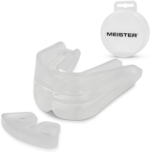 Mesiter Moldable Double Mouth Guard w/Case - Clear | Custom-fit design, upper and lower teeth protection for MMA, boxing and contact sports - color: Clear