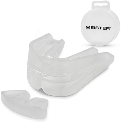 Mesiter Moldable Double Mouth Guard w/Case - Clear | Custom-fit design, upper and lower teeth protection for MMA, boxing and contact sports - color: Clear