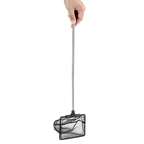 Aquarium Fish Net 10.8"x16.3" Rectangular Fish Net with 5.5"-16.3" Handle | Fine Mesh Nylon Fish Tank Accessory with Extendable Telescopic Plastic Handle - size: 4 inch