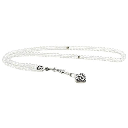 ALBASHAN Tasbih 6mm 99 white crystal stone prayer beads Muslim Eid ramadan gift misbaha bracelet Islamic accessories Rosary - size: 6mm × 99beads