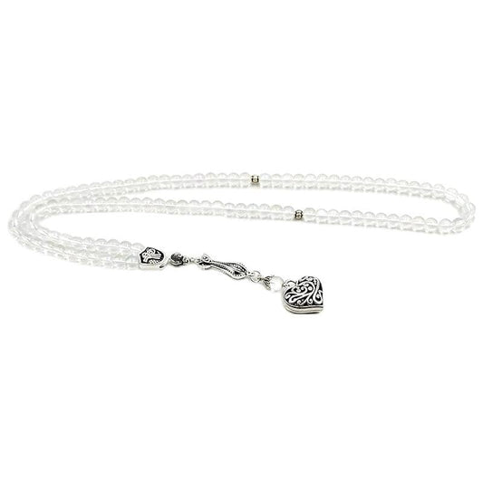 ALBASHAN Tasbih 6mm 99 white crystal stone prayer beads Muslim Eid ramadan gift misbaha bracelet Islamic accessories Rosary - size: 6mm × 99beads