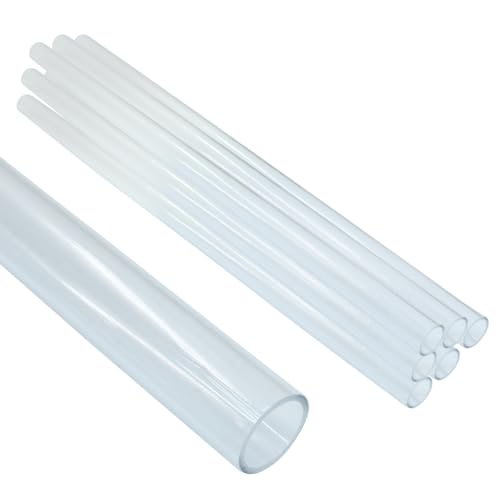 Piutouyar 6 Pcs Round Clear Rigid Tubing, 0.39" ID x 0.47" OD x 12" Length | 10 mm ID, 12 mm OD, 305 mm Length, Rigid Tubing Plastic Polycarbonate Tube Pipe - size: 10mmx12mm