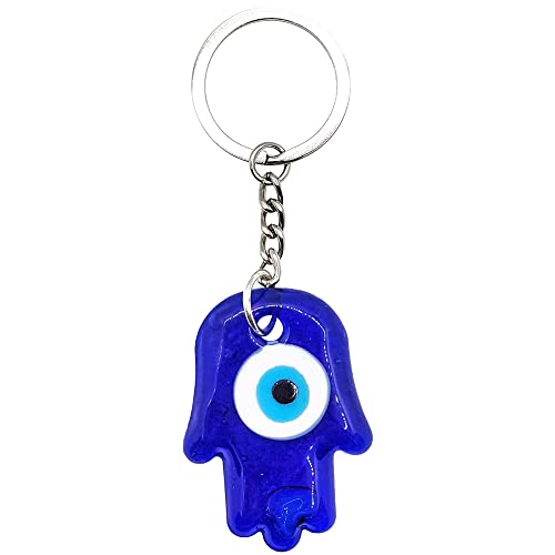 LUCKBOOSTIUM Hamsa Hand Amulet Good Luck & Protection Blue White & Black Evil Eye Hanging Car Mirror Accessories Office Door - color: Glass Hamsa Evil Eye Ornament 1