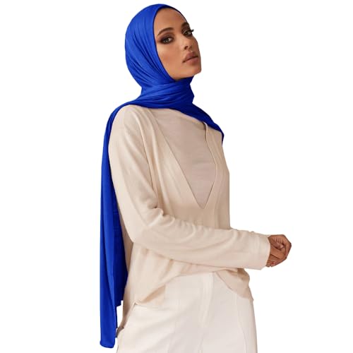 Soft Hijab Scarf for Muslim Women, 71" Long Head Wrap Shawl - color: Royal Blue