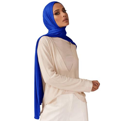 Soft Hijab Scarf for Muslim Women, 71" Long Head Wrap Shawl - color: Royal Blue