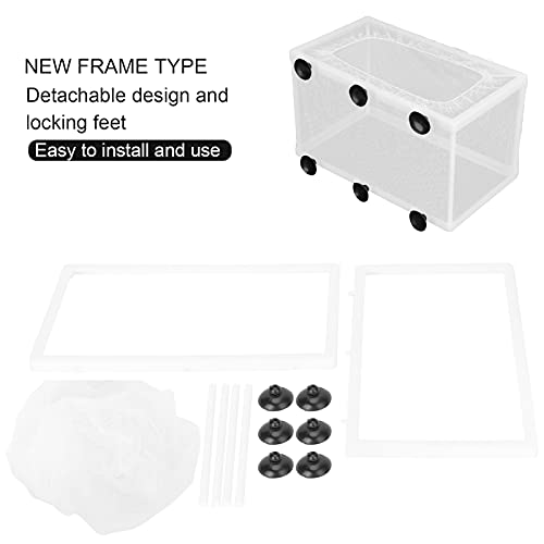 Aquarium Fish Breeder Box Isolation Hatchery with Detachable Frame Locking Feet and Powerful Suction Cup for Fish Fry Hatching Pairing Reproduction and Tank Separation (L) - size: L
