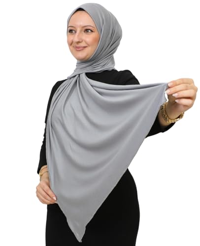 Prien Hijab for Women Viscose Scarf Lightweight Muslim Hijabs Long Shawl Islamic Scarves Turkey Silk Headscarf for Womens - color: Grey
