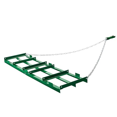 VEVOR Drag Harrow, 6 ft Heavy Duty Tow Behind Drag Harrow with Adjustable Bars & 72 in Chain, Driveway Grader Landscape Rake for ATV, UTV, Tractor, Mower Tow Behind Yard Lawn Leveling Tool - size: 6 FT- Green