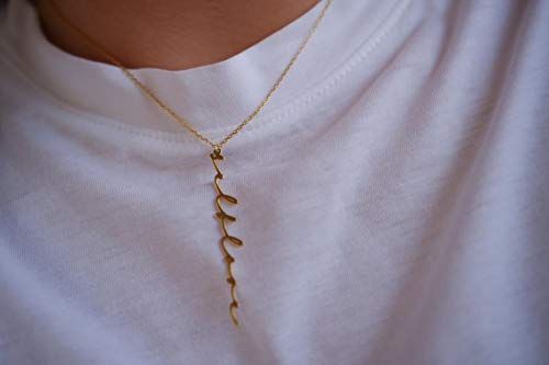 Custom Name Necklace Personalized, 18K Gold Plated Customized Nameplate Necklace Dainty Jewelry Gift for Women, Bridesmaid - color: Vertical Name Necklace