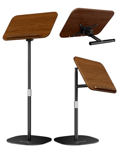 aboutool 2 in 1 Dual-use Floor Book Stand & Desktop Book Stand,Height Adjustable from 33-63in, Adjustable Book Holder with Elastic Page Clips for Music Scores, Recipe, Tablet, Laptop