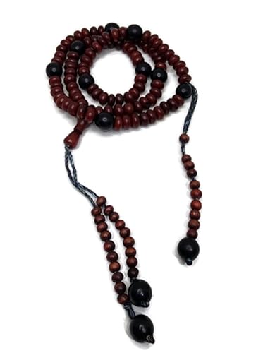 Muslim Prayer Tasbih 99 Beads AMN-110 Islam Dhikr Rosary Craft Misbaha Eid Ramadan Gift (Brown/Black) - color: Brown/Black
