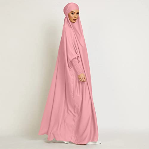 ODIZLI Muslim One Piece Prayer Hijab Dress Women Hooded Abaya Full Cover Islam Dubai Modest Robe - color: Pink, size: One Size