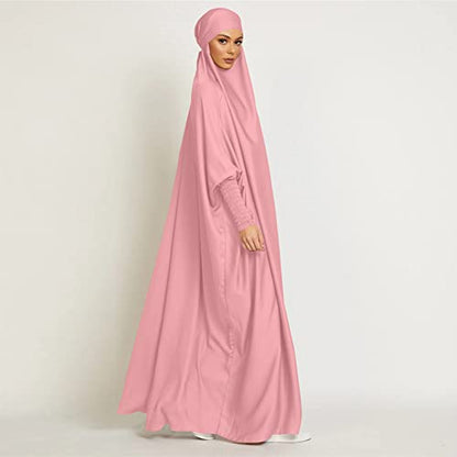 ODIZLI Muslim One Piece Prayer Hijab Dress Women Hooded Abaya Full Cover Islam Dubai Modest Robe - color: Pink, size: One Size