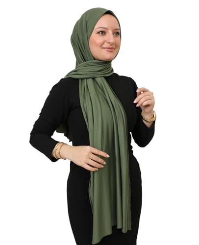 Prien Hijab for Women Viscose Scarf Lightweight Muslim Hijabs Long Shawl Islamic Scarves Turkey Silk Headscarf for Womens - color: Khaki