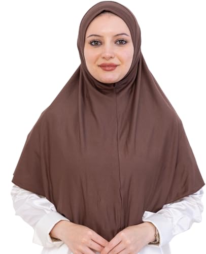 Prien Ready Hijab For Women, One Piece Muslim Instant Turban, Easy To Wear Long Head Scarf, Turkish Islamic Clothes For Abaya - color: Brown