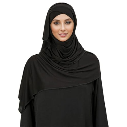 Pre-sewn Instant Hijab Non-slip Scarf for Women Modal Jersey Head Scarf Wrap for Women - color: Black